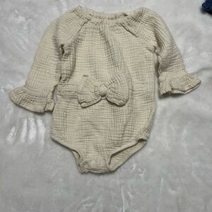 Cream Kids Blouse with Bow Detail